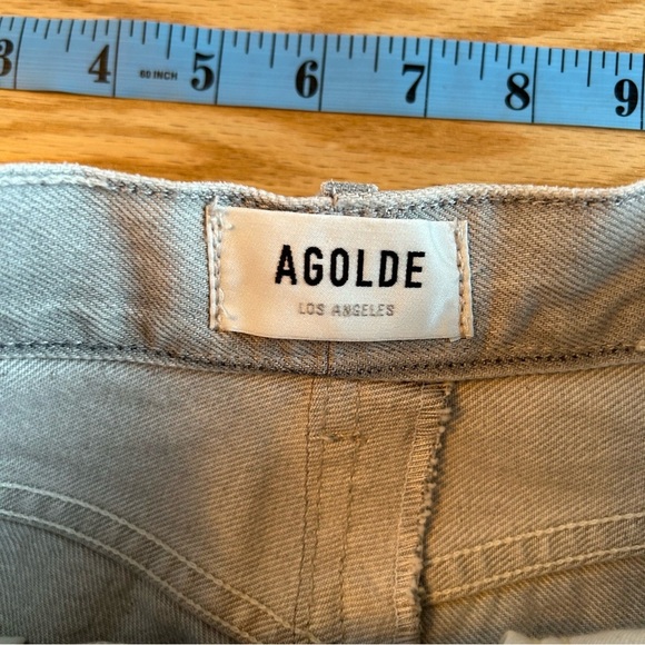 Agolde Pieced 90s Pinch Waist Leather Jeans Coin Grey White Lace 25 - Picture 11 of 14